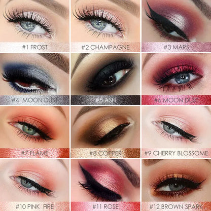 FOCALLURE Lápiz de sombra de ojos perlado de 24 colores, resistente al agua, con brillo, pigmento brillante, delineador en barra, herramientas de maquillaje