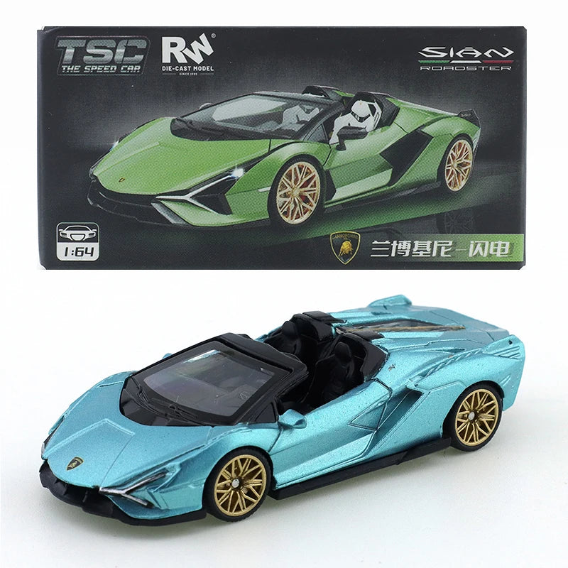 TSC 1/64 Lamborghini Lightning Convertible Edition Car Alloy Motor Vehicle Diecast Metal Model Kids Xmas Gift Toys for Boys