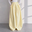 Solid Yellow Pant 2 Piece Set Women's Full Sleeves Buttons Waist-cinching Coats Wide-leg Trousers 2026 New Ladies Autumn Outfit