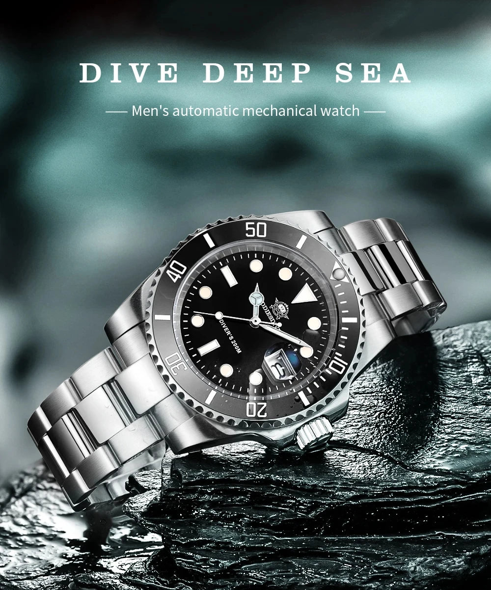 ADDIESDIVE Quartz Watch for Men 316L Stainless Steel Super Luminous Ceramic Bezel 200m Waterproof Classic Diving Men's Watch