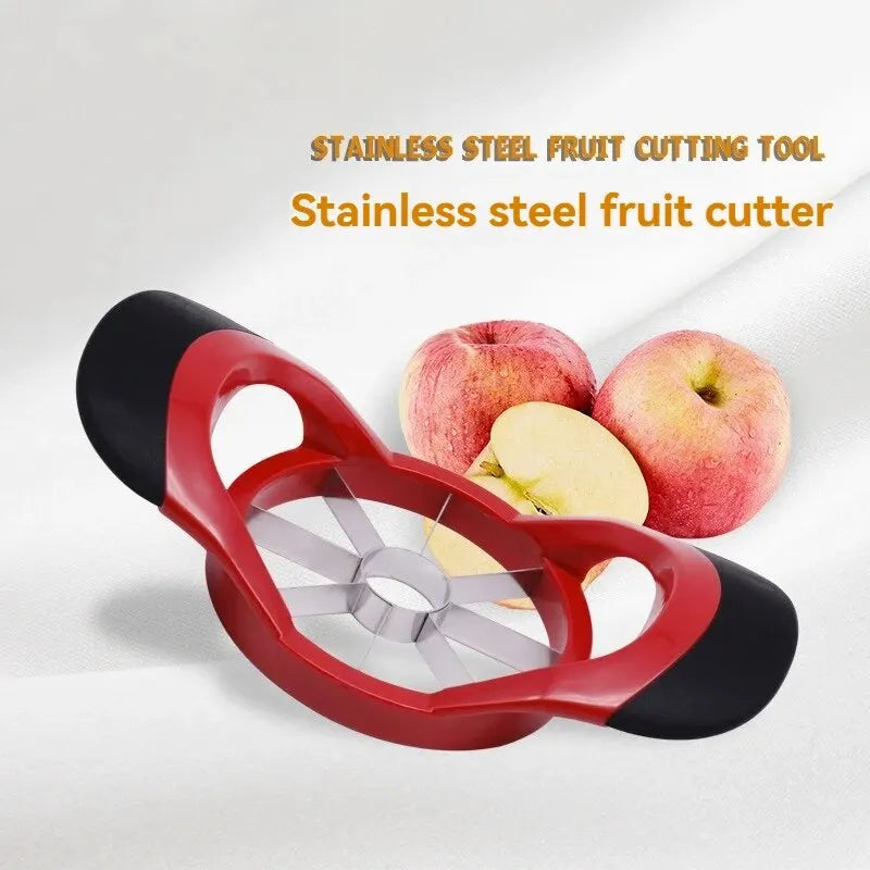 Descorazonador de frutas de acero inoxidable, cortador de frutas, rebanador de manzanas, divisor, mango de plástico, herramienta de corte de frutas para el hogar