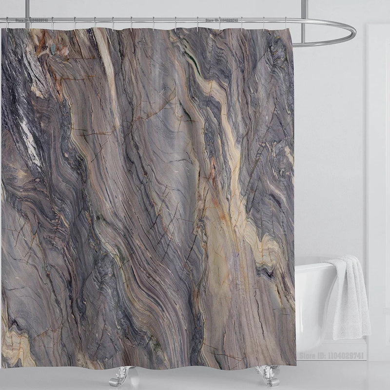 Cortina de ducha impermeable de mármol, cortina de ducha impermeable para decoración de baño, cortina de ducha impresa, lavable, con ganchos