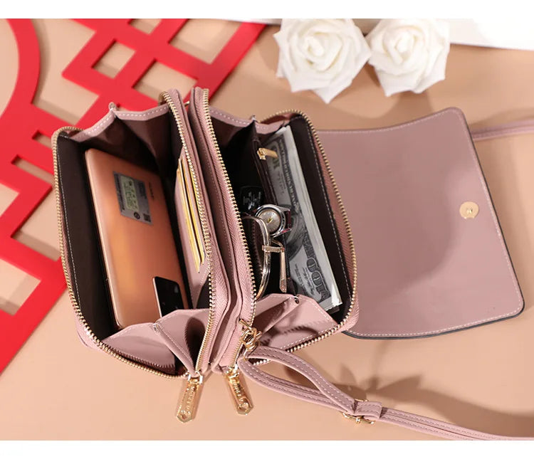 Nuevos bolsos de piel sintética para mujer, multifuncionales, de gran capacidad, tipo bandolera, a la moda, para teléfono