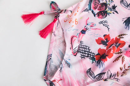 Trajes de baño de una pieza para niñas de 1, 2, 3, 4 y 5 años, estampados, para playa, verano, con lazo