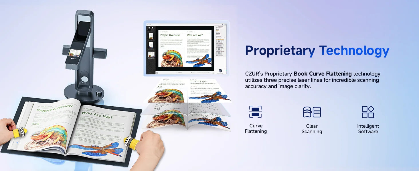 CZUR Aura Pro Portable Book Scanner Document Max A3 Size with Smart OCR Led Table Desk Lamp for Family Home Office