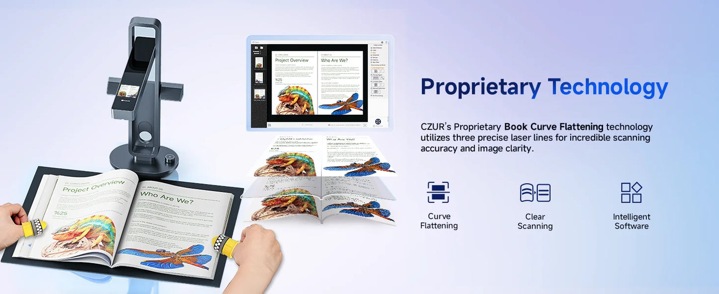 CZUR Aura Pro Portable Book Scanner Document Max A3 Size with Smart OCR Led Table Desk Lamp for Family Home Office