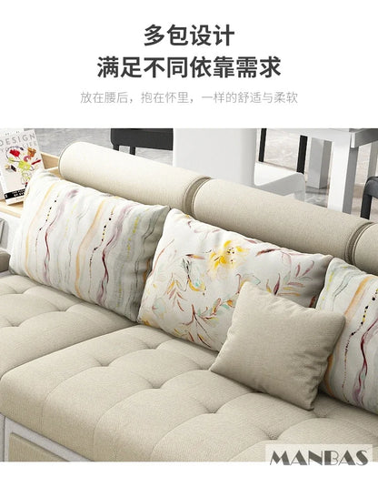 Linlamim Fabric Sofa Set Furniture Living Room Sofa Set with USB and Stools / Big U Shape Cloth Couch Sofas for Home Furniture