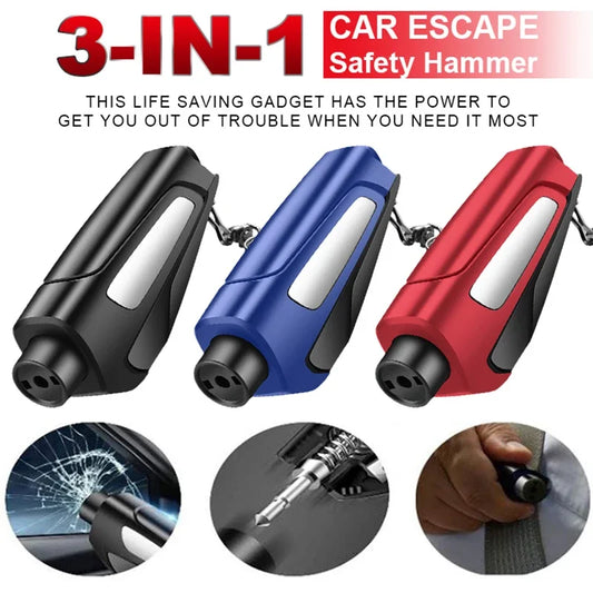 Car Emergency Hammer Alloy Multifunction Emergency Window Glass Breaker Seatbelt Cutter Keychain Self-Rescue Tool