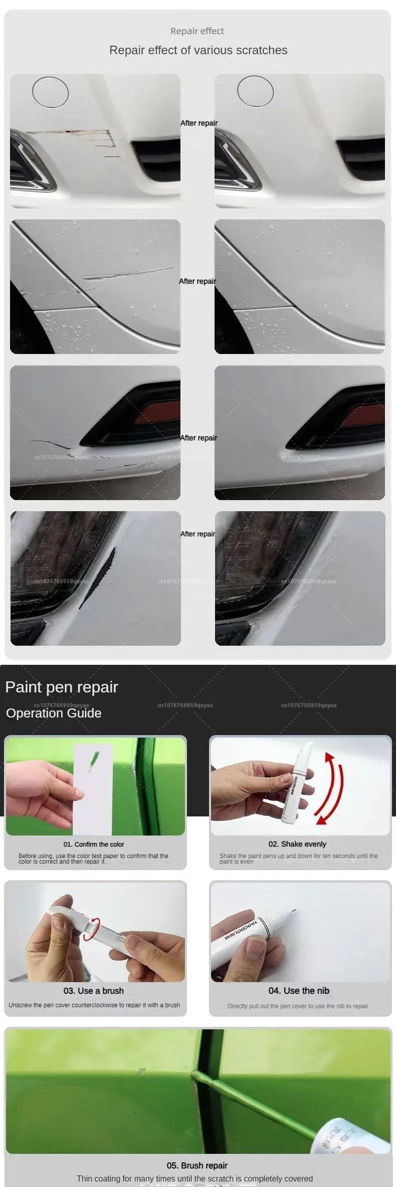 Suitable for Mazda 3, CX3, CX4, CX5, Mazda 6, Crystal Soul Dynamic Red Pearl White Clearcoat Pen, Automotive Paint Repair Set