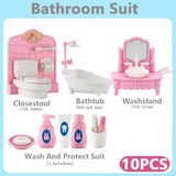 Casa de muñecas en miniatura rosa kawaii para niños, muebles, accesorios, juguetes, utensilios de cocina para niñas, regalos, 10 artículos por lote, linda oferta. 