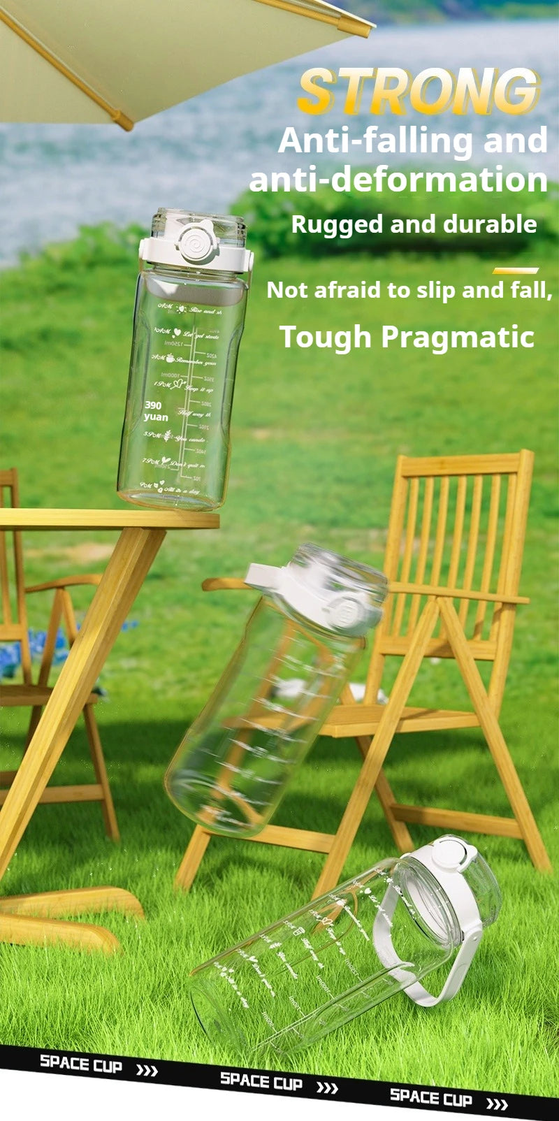 1.5L-2L Summer Large Capacity Kettle, Double Drinking Cup, Outdoor Sports Fitness Water Bottle, Straw Cup Drinking Utensils