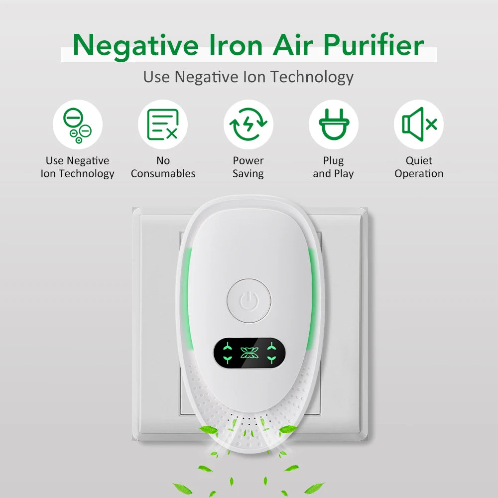 Air Purifier Plug In Negative Ion Ionizer Air Purifier for Household Quiet Operation Ionizer Mini Air Cleaner Toilet Deodorant