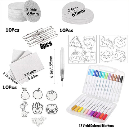 Magic Puffy Paint, 3D Drawing Magic Canvas Sponge, Texture Painting Kit, DIY Bubble Drawing Pens Art Supplies Crafts For Kids