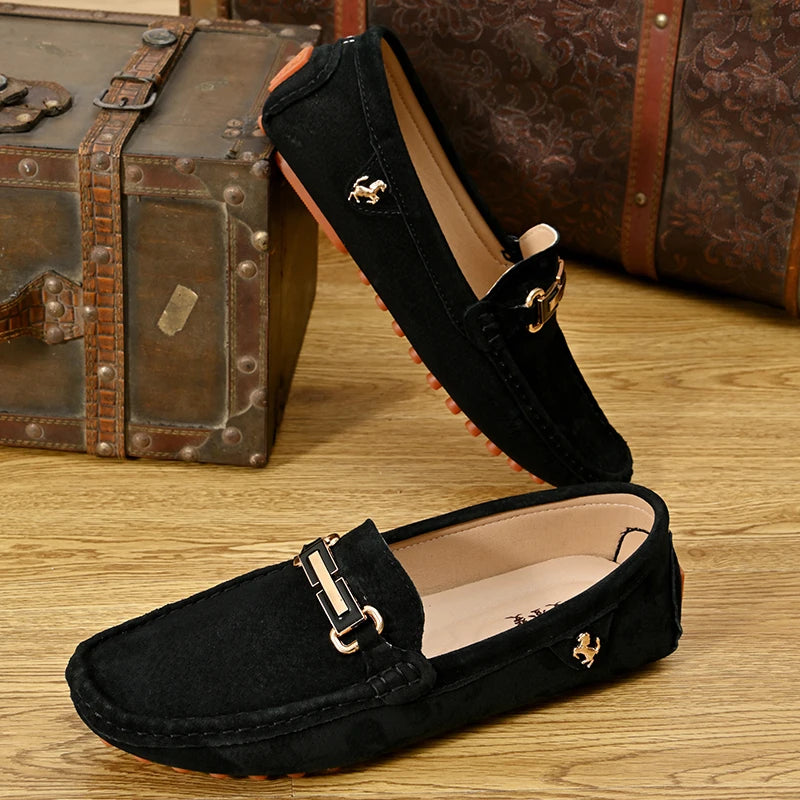 YRZL Men's Loafers Big Size 48 Soft Driving Moccasins High Quality Flats Genuine Leather Slip-on Suede Loafers for Men