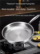 German Titanium Steel Frying Pan Uncoated Non Stick Pan Fish Scale Hammer Pattern Household Steak Frying Pan Kitchen Cookware