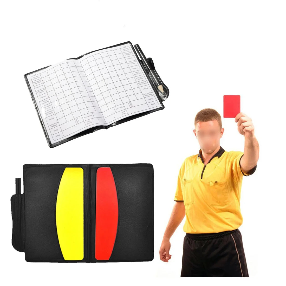 Hot Sale Football Soccer Referee Card Sets Warning Referee Red and Yellow Cards Wallet Score Sheets Notebook Judge Accessories