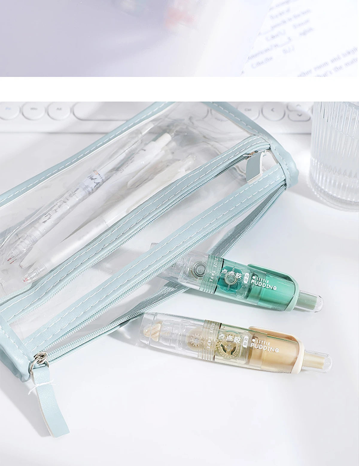 12Pcs/Set Transparent Dot Dispensing Double-sided Tape Replaceable Refills Handbook Dot Glue Stationery School Office Supplies