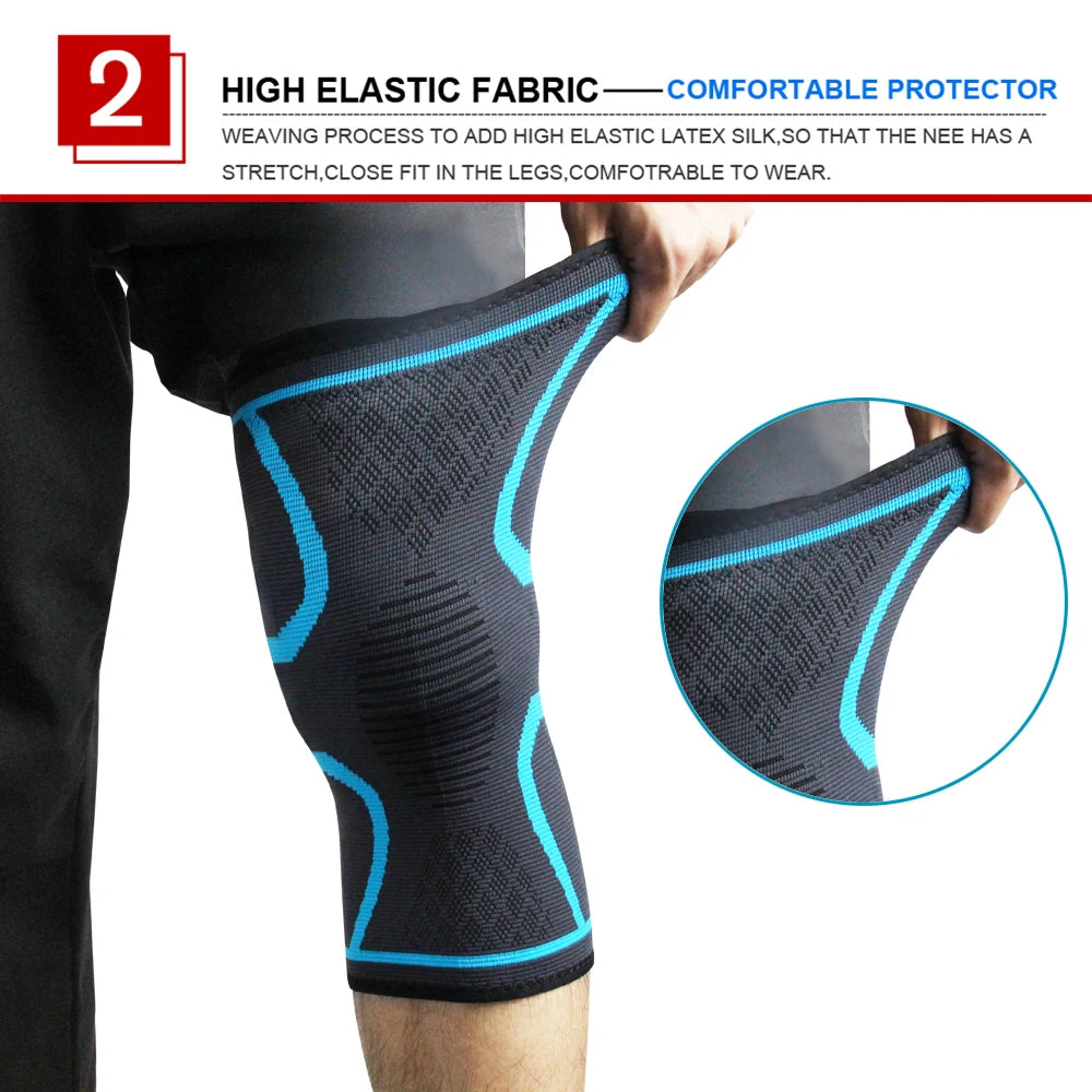 1 Unidade de Joelheira de Compressão Elástica em Nylon para Fitness, Corrida, Ciclismo e Esportes (Basquete/Vôlei)