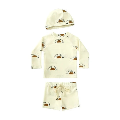 2025 Summer Baby Boys Swimsuit Long Sleeves One Piece Swimwear for Kids Toddler Cartoon UPF50+ Rash Guards Infant Bathing Sui
