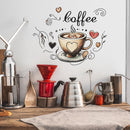 Creative Love Coffee Cup Wall Stickers For Cafe Background Decoration Wallpaper Kitchen Beautify Home Decor Self-adhesive Decals