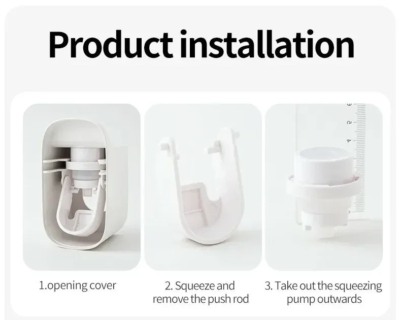 1 dispensador de pasta de dientes, accesorio de baño, exprimidor de pasta de dientes de pared, soporte para cepillo de dientes.