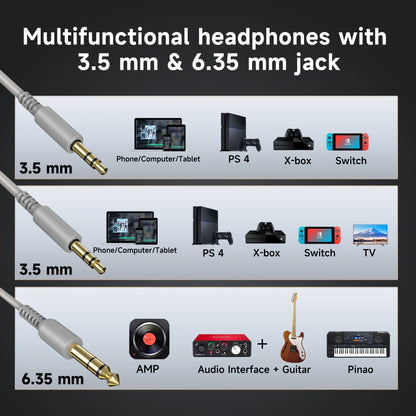 Oneodio Pro 10 Wired Headphones Over Ear Hi-Res Audio Wired Headset With Microphone Studio DJ Stereo Headphones 3.5mm/6.35mm