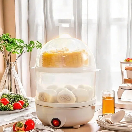 Electric Egg Cooker Kitchen Breakfast Machine New Multi-Functional 220V Double Layer Egg Cooker Mini Steamer Egg Cooker