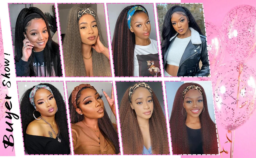 Kinky Straight Headband Wigs Remy Human Hair Wig Ready To Wear Brazilian Yaki Straight Headband Human Hair Wig for Women