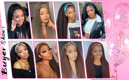 Kinky Straight Headband Wigs Remy Human Hair Wig Ready To Wear Brazilian Yaki Straight Headband Human Hair Wig for Women