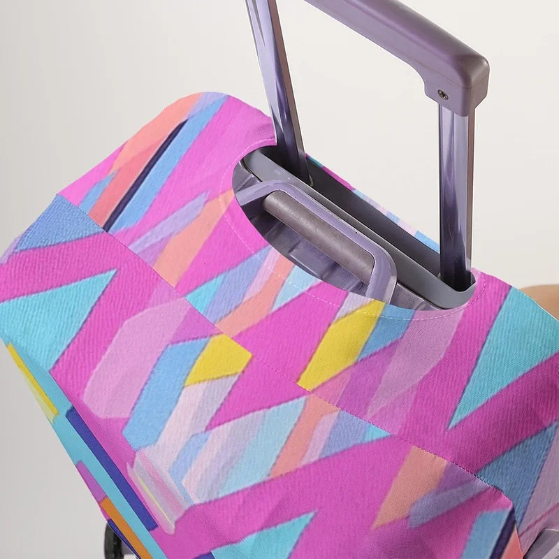 Geometric contrasting block pattern luggage protection cover, suitable for 18-32 inch luggage covers, luggage handle gloves, tra