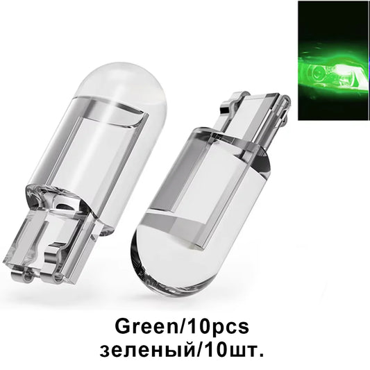 10Pcs T10 W5W 194 168 COB For Car LED burst Bulb Green Red 3000K 6000K Amber License Plate Lamp  Auto Dome Lights Canbus 12V 24V