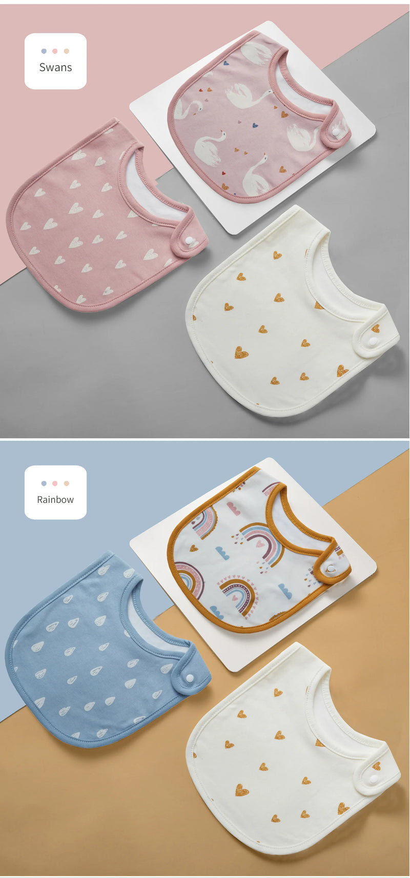 Juego de 3 baberos impermeables para bebés y niños, delantal con dibujos animados, pañuelos para la cena, paños para eructar, accesorios para bebés.