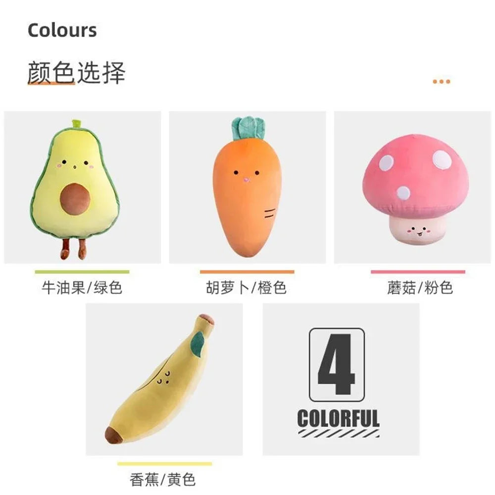 Peluche de aguacate, plátano, zanahoria y hongo, para dormir, cama, sofá, regalo de cumpleaños, nueva idea