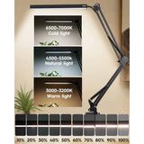 LED Desk Lamp with Clamp 10W Swing Arm Desk Lamp Eye-Caring Dimmable Desk Light with 10 Brightness Level, 3 Lighting Modes