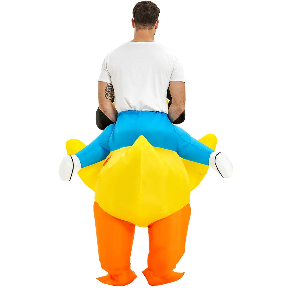 Adult Rooster Inflatable Costume Funny Unicorn Elk Animals Inflatable Suit Halloween Carnival Half Body Blow Up Suit for Cosplay
