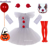 Disfraz de Joker gris para niñas, vestido tutú de Halloween, payaso espeluznante, ropa de Cosplay para fiesta de carnaval, vestido elegante de tul para niños de 2 a 12 años
