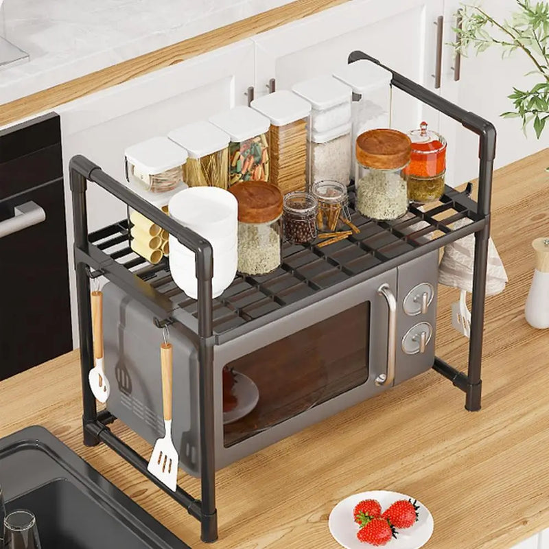 Kitchen Storage Rack Multi-Layer Microwave Rack Adjustable Standing Countertop Condiment Oven Organizer Shelf Kitchen Accessorie