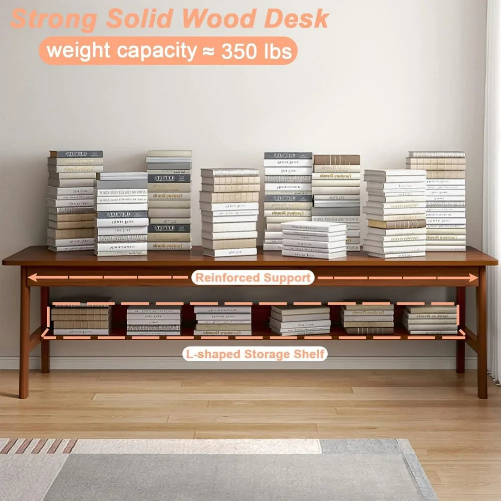 Solid Wood Desk, 63' Mid-Century Modern, Writing Desk, Home Office Workstation office furniture desk table corner desks