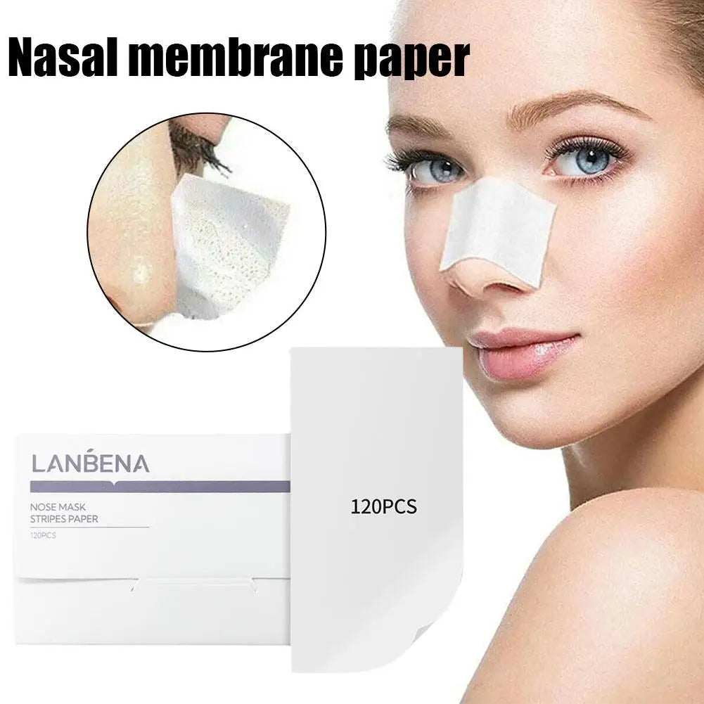120pcs Blackhead Removal Papers Plant Pore Strips Nose Acne Cleansing Black Dots Peel Off Mud Mask Treatments Skin Care