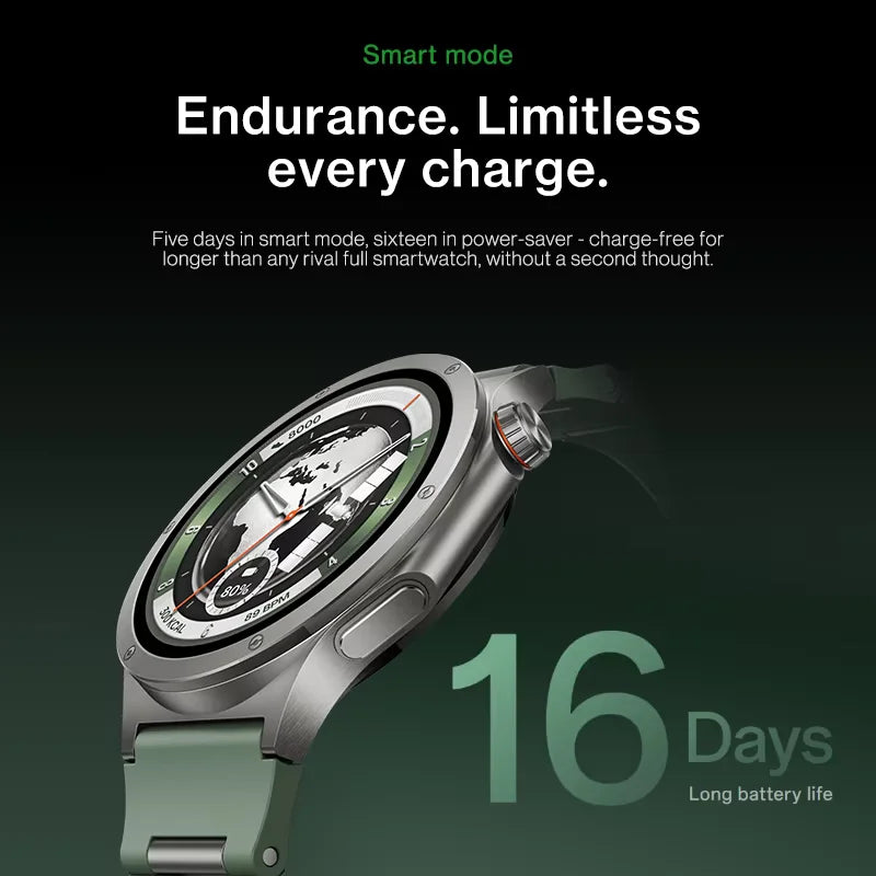 Novo Smartwatch OnePlus Watch 4 (Versão Global) – Tela OLED de 1,5", Snapdragon W5, até 16 dias de bateria, NFC, IP69, Google Assistente e GPS