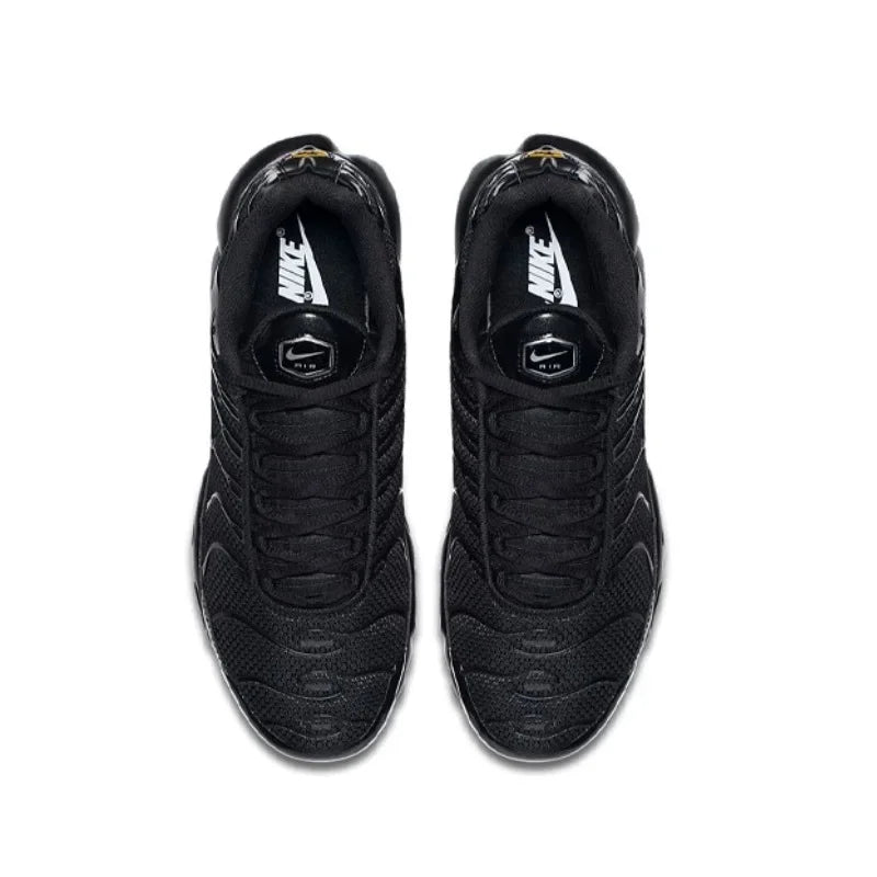 Zapatillas Nike Air Max Plus TN para correr, clásicas, negras triples, para exteriores, para correr, caminar, deportivas, para mujer y hombre.