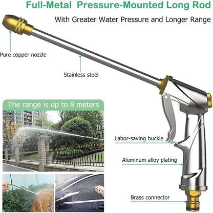 Rociador de jardín, boquilla de manguera de agua de alta presión de latón y Metal resistente, PISTOLA DE PULVERIZACIÓN ajustable para plantas de riego