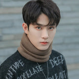Solid Plush Warm Winter Ring Scarf Women Men Knitted Full Face Mask Snood Neck Scarves Thickened Cashmere Scarves All-Match Muffler