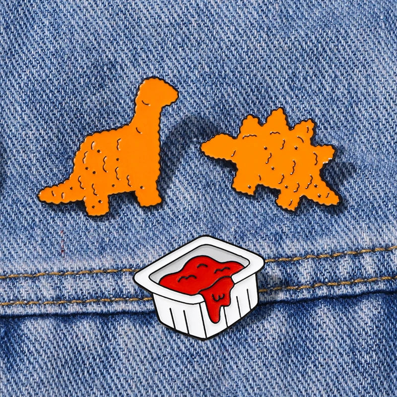 3 pcs/set cute creative dinosaur collection pins Stegosaurus shaped enamel brooches backpack bag jewelry decoration