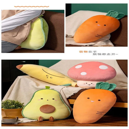Peluche de aguacate, plátano, zanahoria y hongo, para dormir, cama, sofá, regalo de cumpleaños, nueva idea