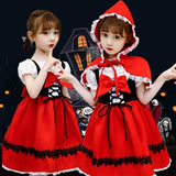 Girls Halloween Costume Fancy Dress Children Little Red Riding Hood Cosplay Dress Princess Baby Party Cosplay With Cape