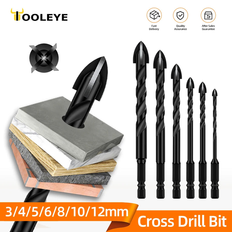 Cross Hex Drill Bit Set For Concrete Porcelain Tile Glass Metal Professional Multifunction Drill Bits Kit Tools Carbide Drills