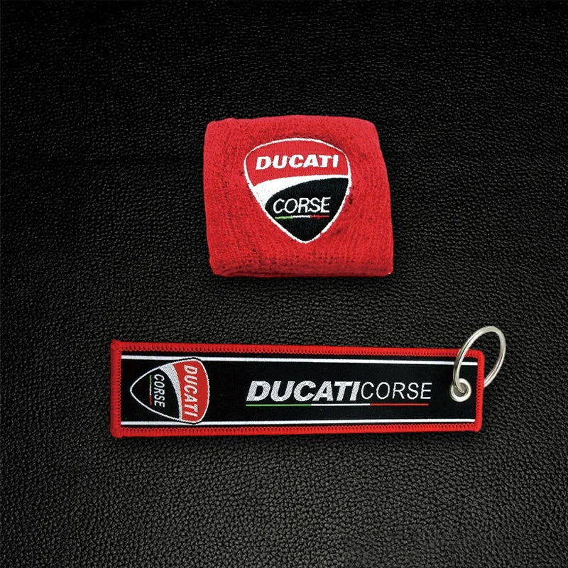 Motorcycle Embroidery Front Fluid Oil Brake Reservoir Sock Cover for Ducati Monster Panigale Diavel Superleggera V4 V2 Scrambler