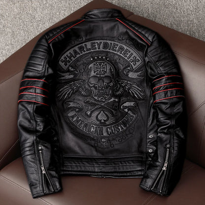 Chaqueta de motociclista nueva para hombre, de piel de vaca, para motocross, de cuero, para invierno, resistente al viento, para carreras, ropa de motociclista resistente al desgaste para Harley.