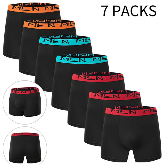 4/7 Piece Set Of Four Season Men's Solid Color Long Casual Underwear Fashionable Sports Base Shorts Plus Size Flat Corner Pants